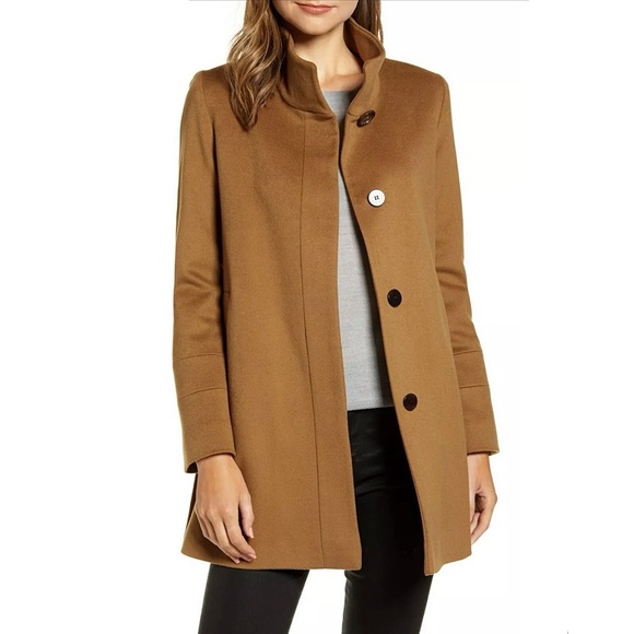 Loro Piana Jackets & Blazers - Fleurette Tan Stand Collar Wool Car Coat